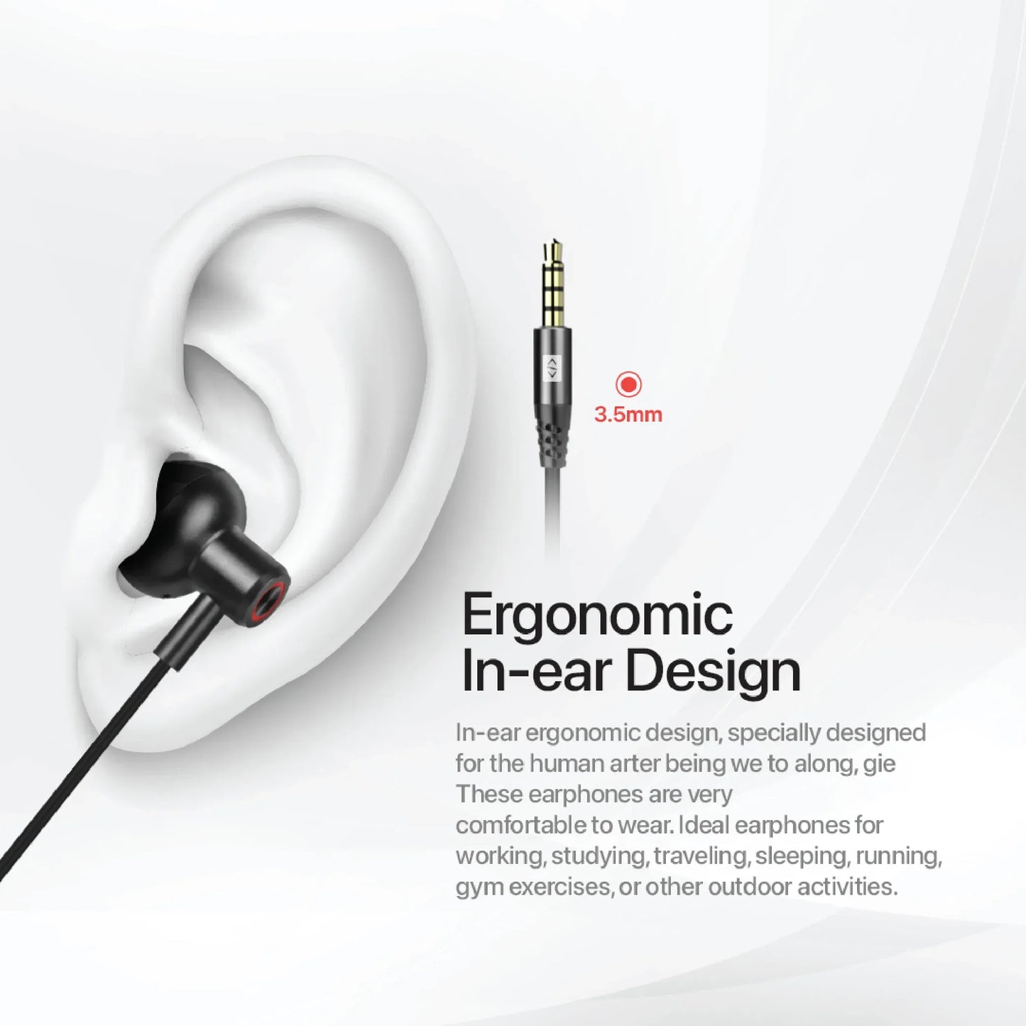 Lycka Wave Pro X0200 Wired Earphones, 3.5mm Audio Jack, Built-in Mic & Remote Control, HiFi Stereo Sound Earbuds (Black)