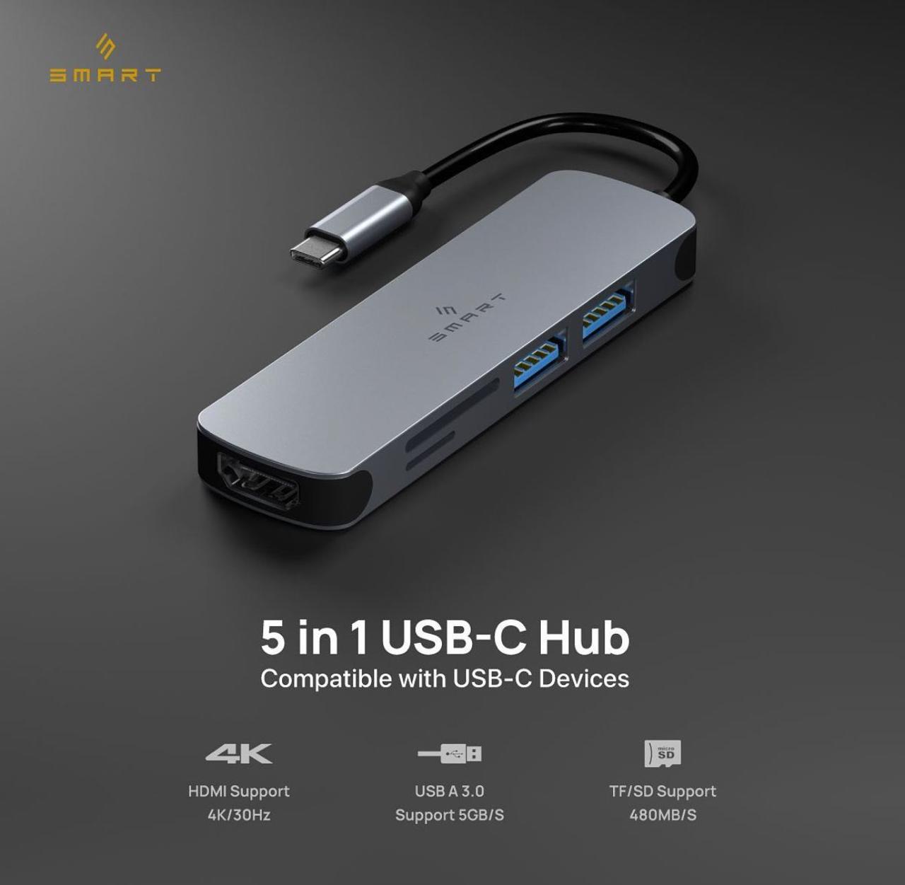 Smart Premium 5-in-1 USB Type C Hub - USBS