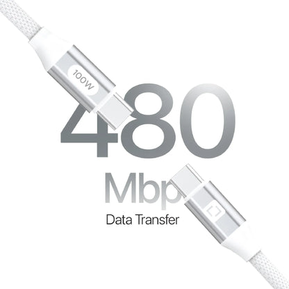 Lycka P Cord XTRA100 – 100W Type-C to Type-C Fast Charging Cable (2M, White)