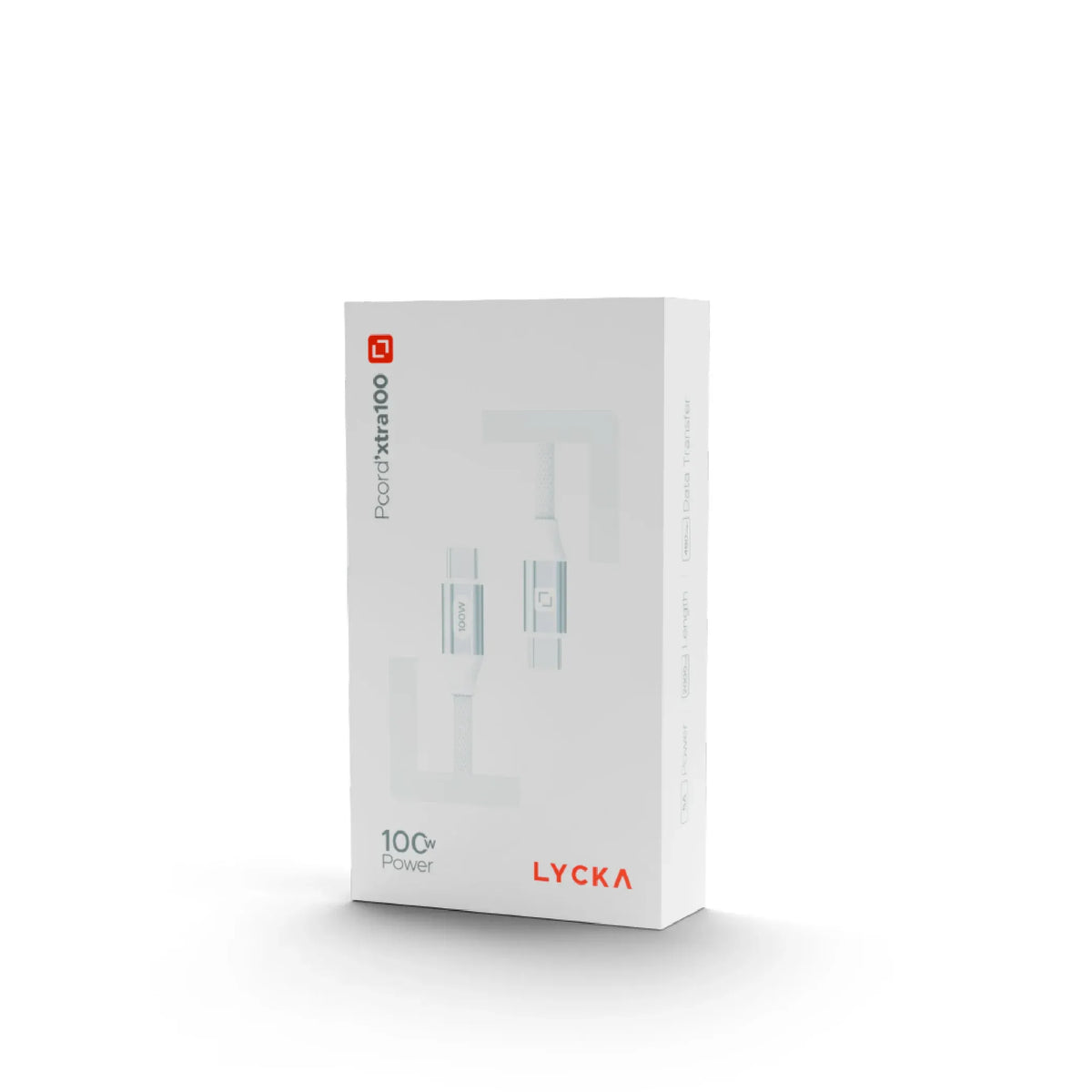 Lycka P Cord XTRA100 – 100W Type-C to Type-C Fast Charging Cable (2M, White)